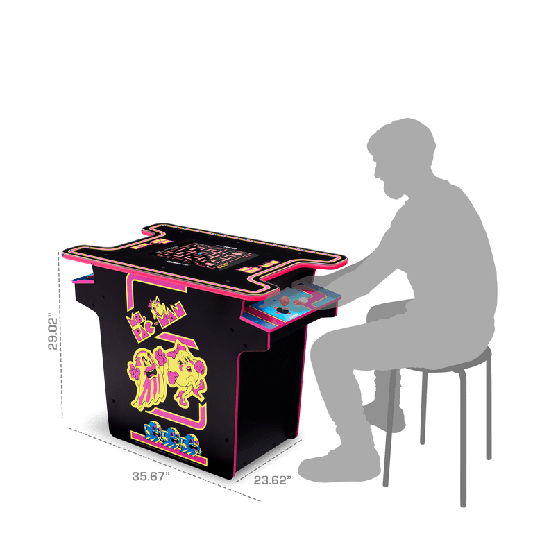 Arcade1Up Ms.PAC-MAN Head-to-Head Arcade Machine – Retro Home Arcade Table with 12 Classic Games, Light-Up Control Deck &amp; Real-Feel Joysticks