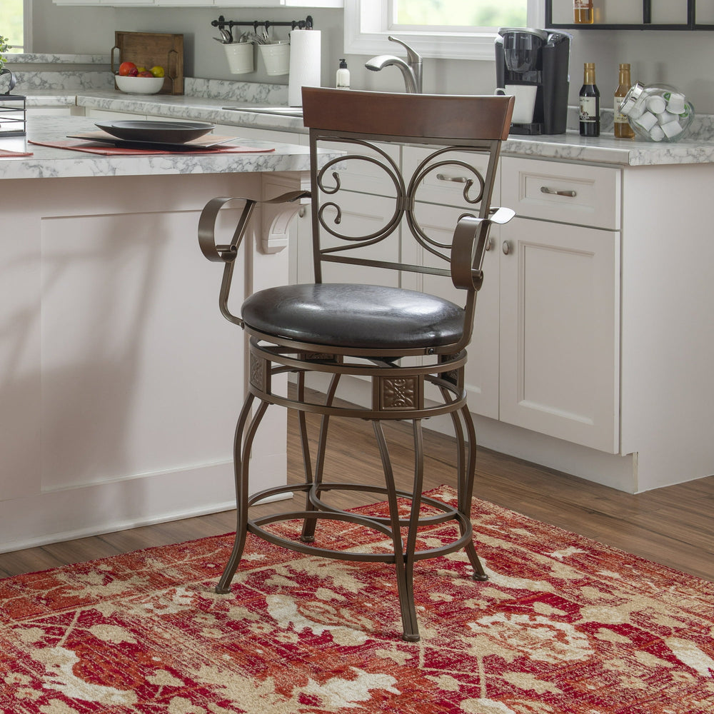 Indoor Metal Ornate Swivel Counter Stool