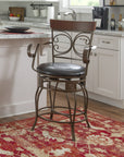 Indoor Metal Ornate Swivel Counter Stool