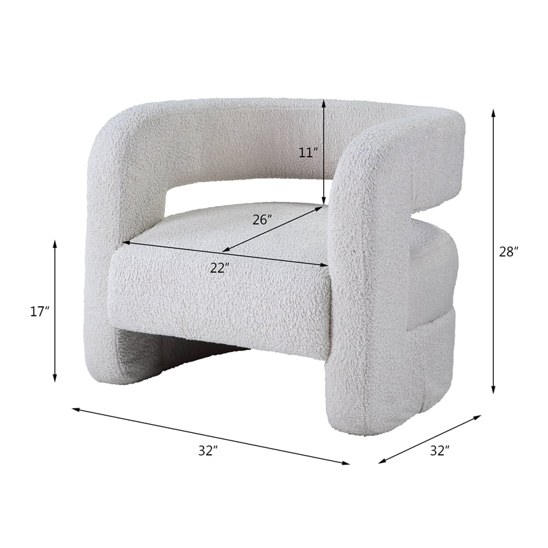 AC00233 - Accent Chair, White Teddy Sherpa - Yitua