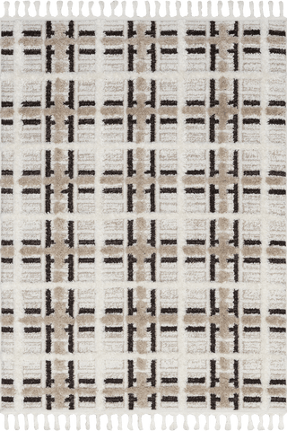 Scarletta Plaid Tasseled Rug | Ivory