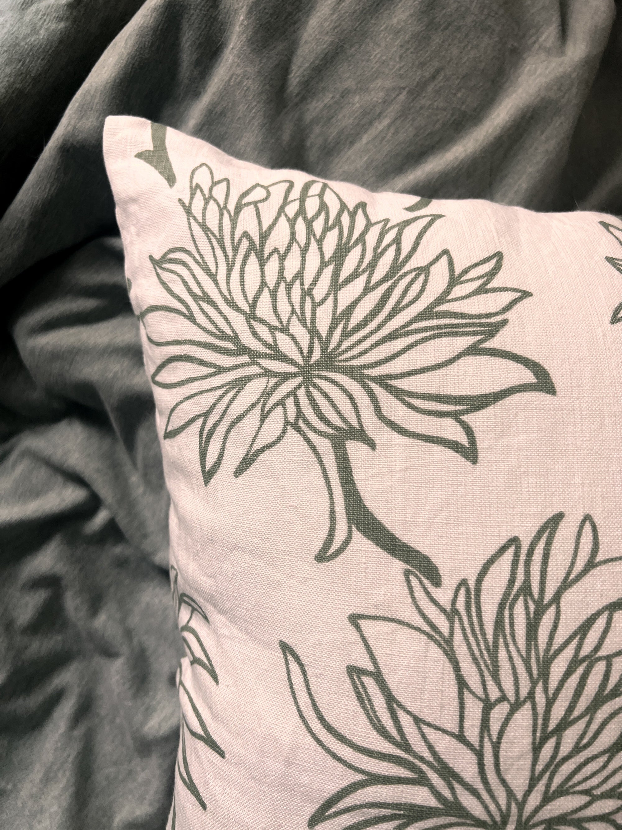Dahlia - Pure Linen Throw Pillow Cover - From Where Finds - 