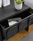 Dale Black Wooden Nightstand - From Where - 