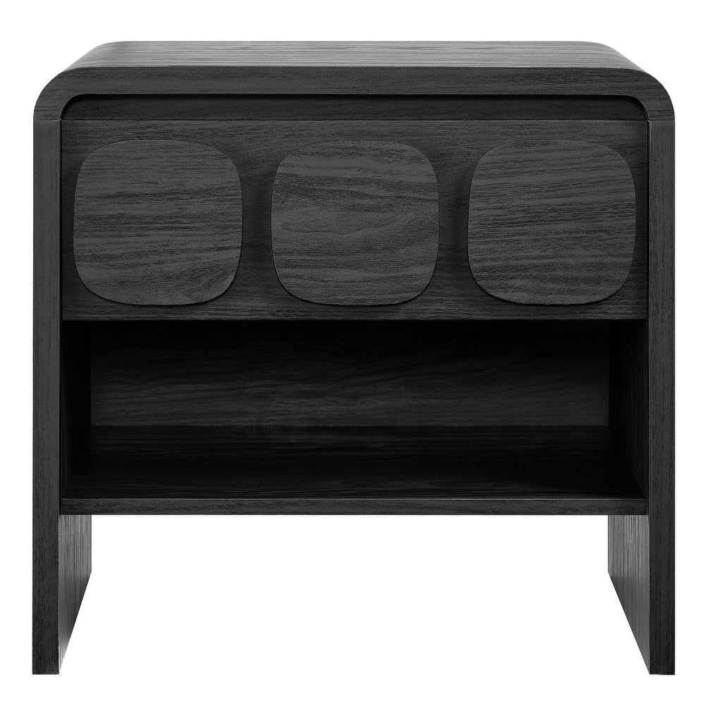 Dale Black Wooden Nightstand - From Where - 