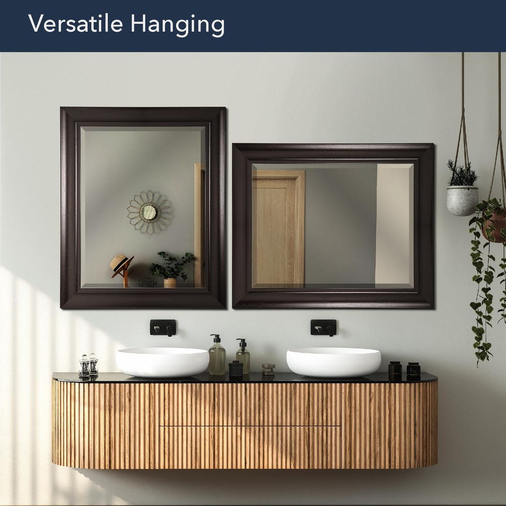 Dark Brown Framed Rectangle Wall Mirror - From Where - 