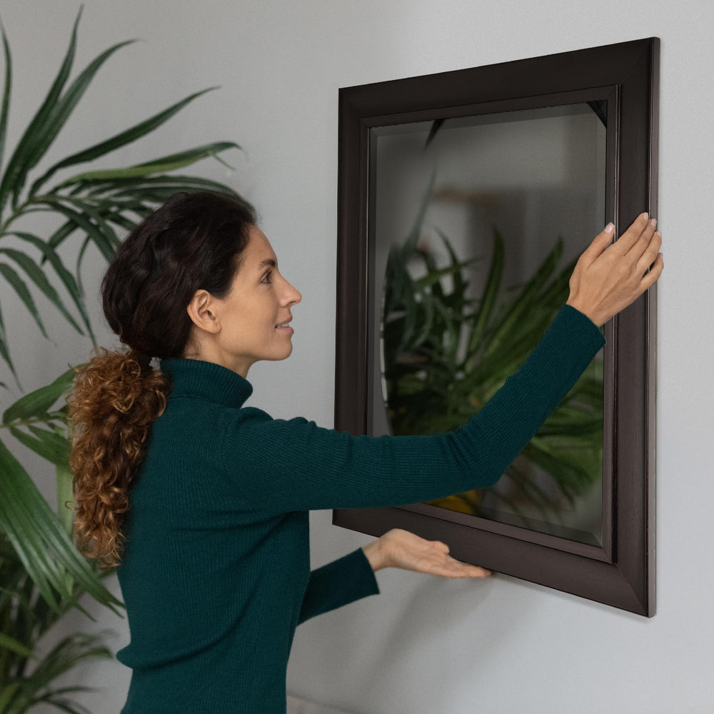 Dark Brown Framed Rectangle Wall Mirror - From Where - 