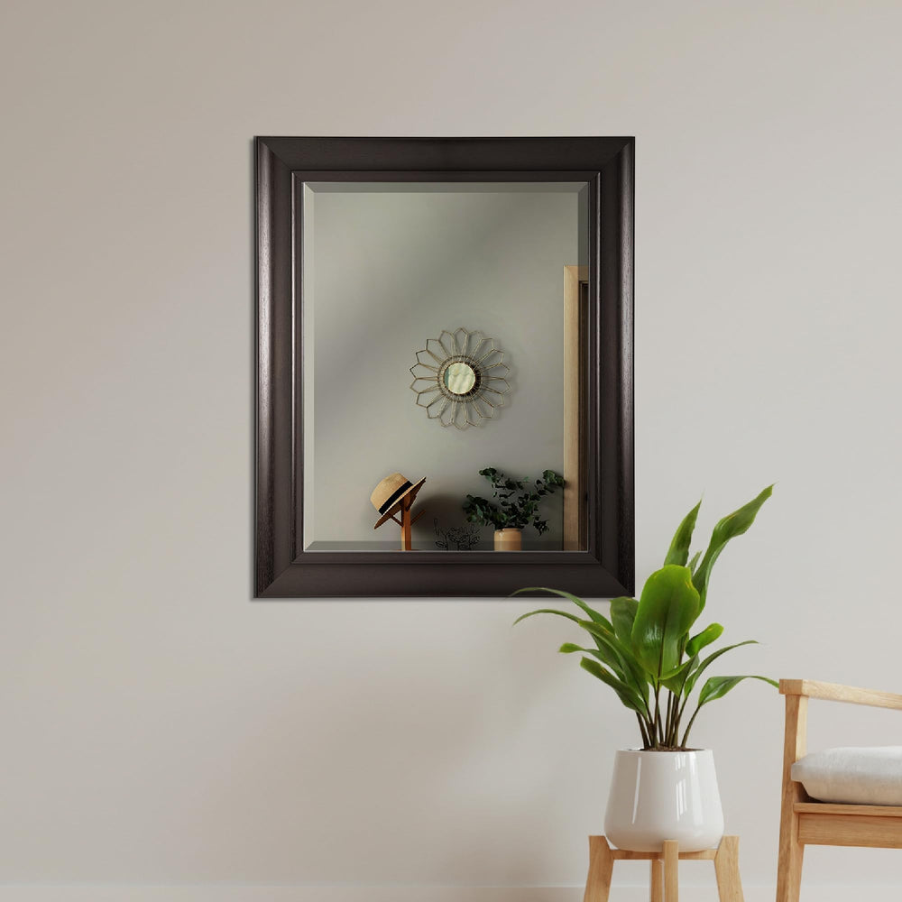 Dark Brown Framed Rectangle Wall Mirror - From Where - 