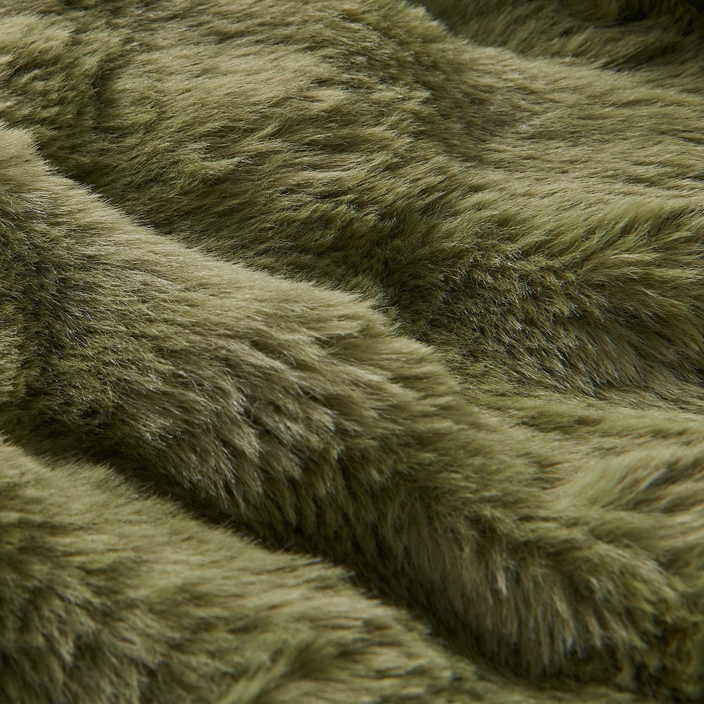 Dark Green Faux Fur Blanket - From Where - 