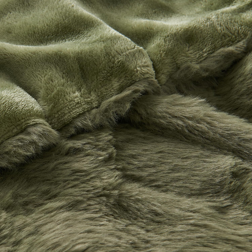 Dark Green Faux Fur Blanket - From Where - 