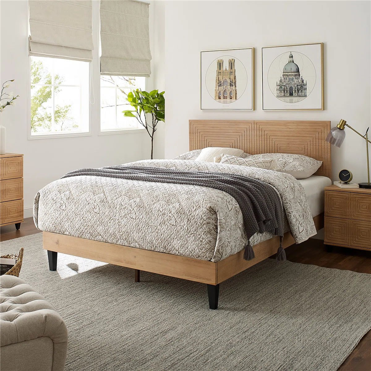 Davari Solid Wood Platform Bed - From Where - 