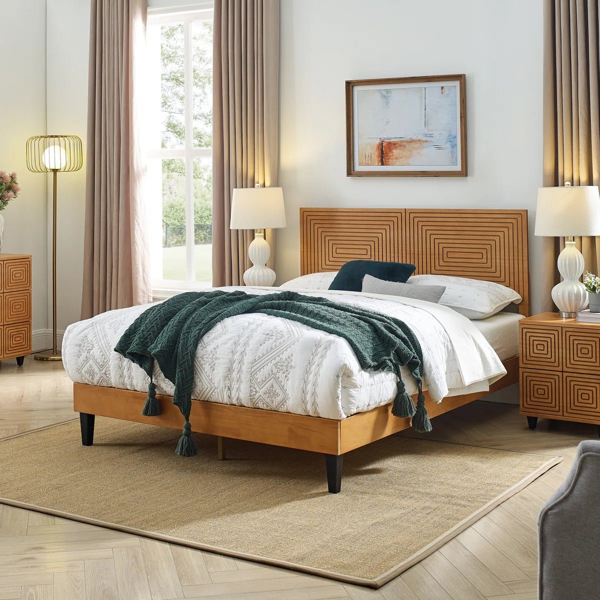 Davari Solid Wood Platform Bed - From Where - 