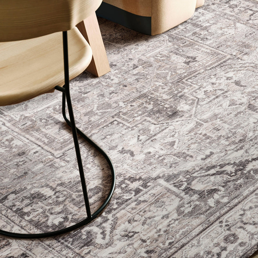 Atrium Medallion Spill Proof Washable Rug | Grey