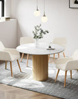 Modern Dining Chairs Kitchen Chair Accent Chair for Living Dining Room Arm Chairs Club Guest with Solid Wood Legs(Set of 1, Wool White)