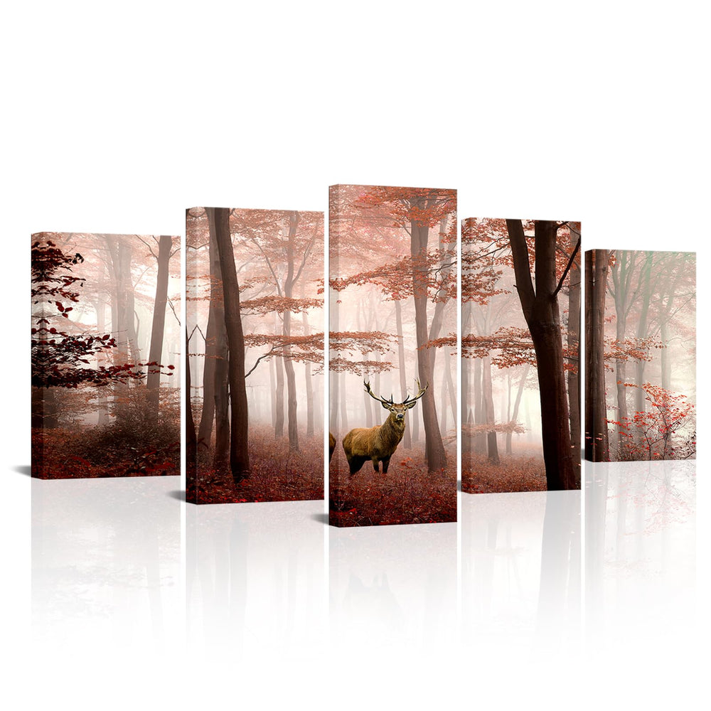 Deer in Nature Forest Canvas Wall Art - From Where - 