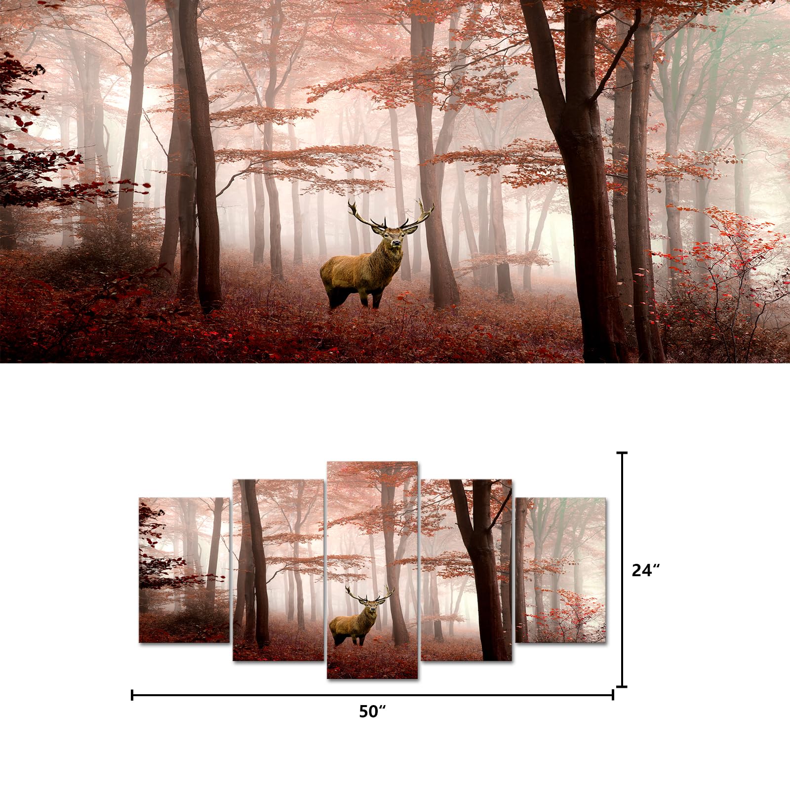 Deer in Nature Forest Canvas Wall Art - From Where - 