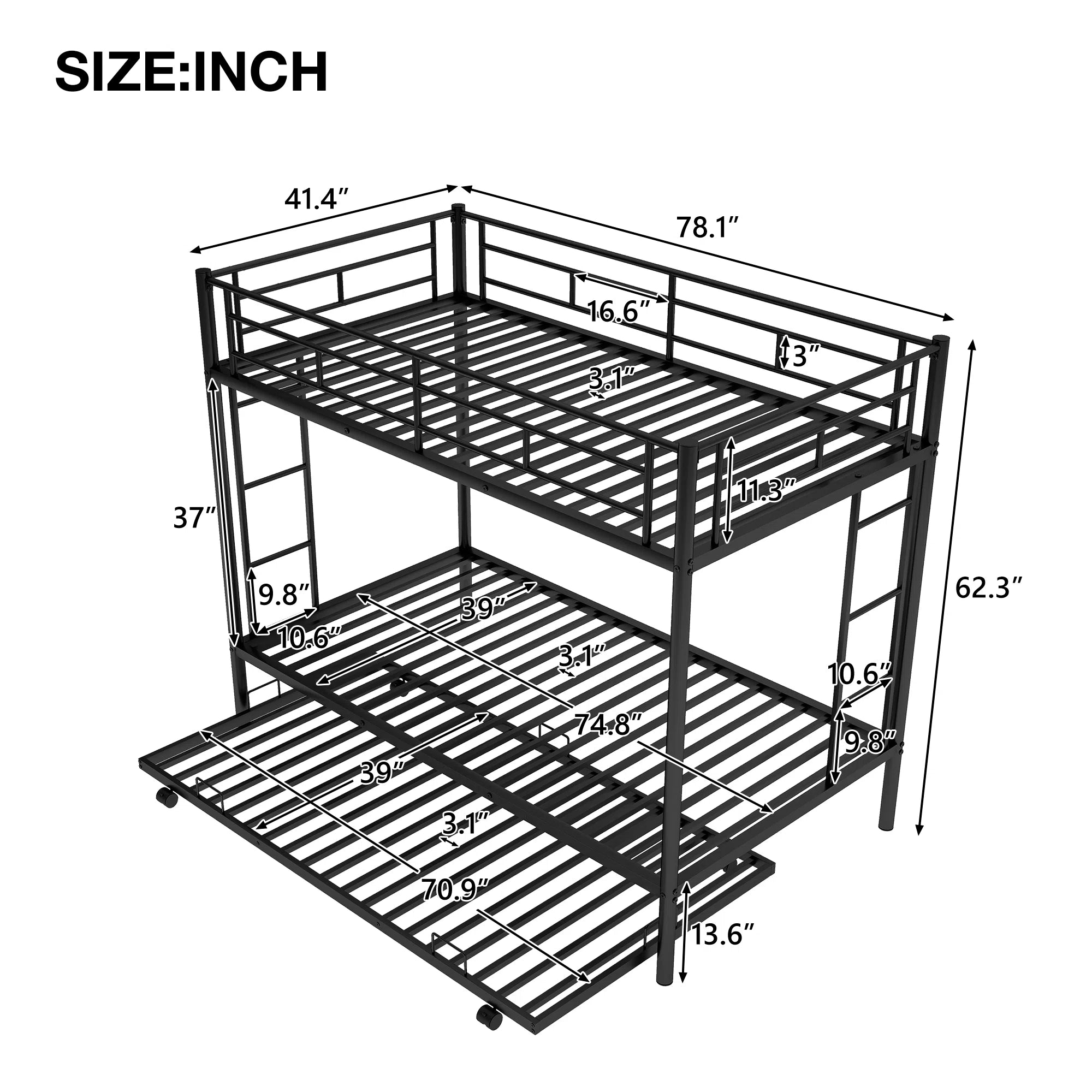 Denali Twin Bunk Bed with Trundle