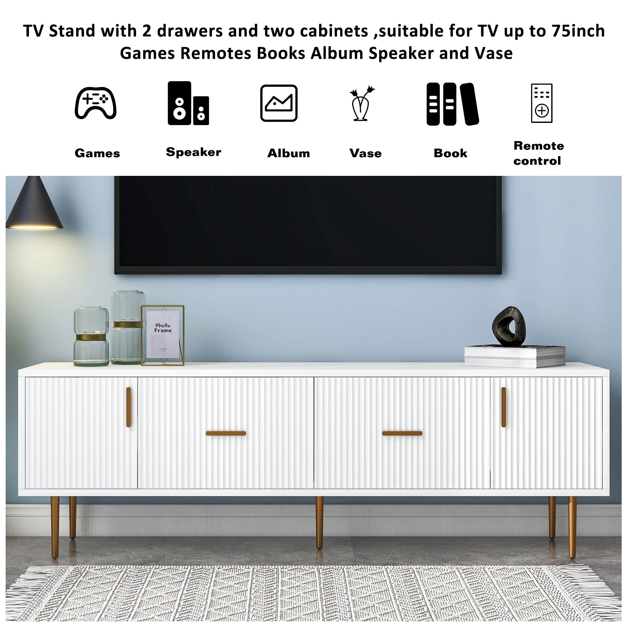 Delicate TV Stand for TV up to 75in - From Where Finds - 