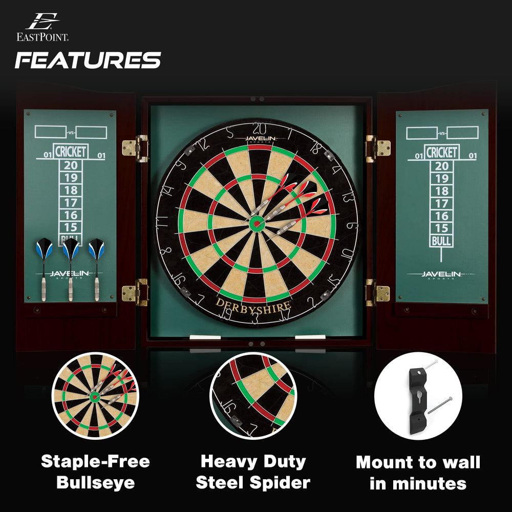 Derbyshire Dart Board Cabinet Set - From Where - 