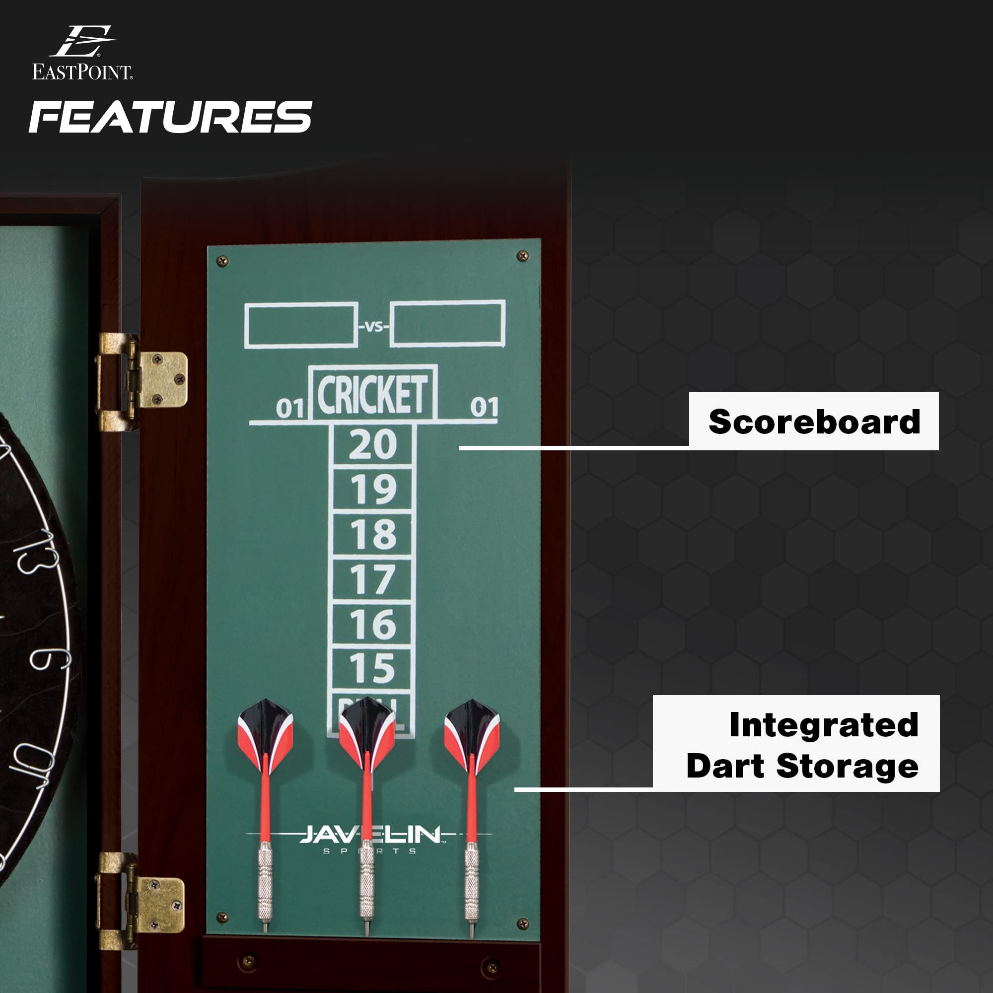 Derbyshire Dart Board Cabinet Set - From Where - 