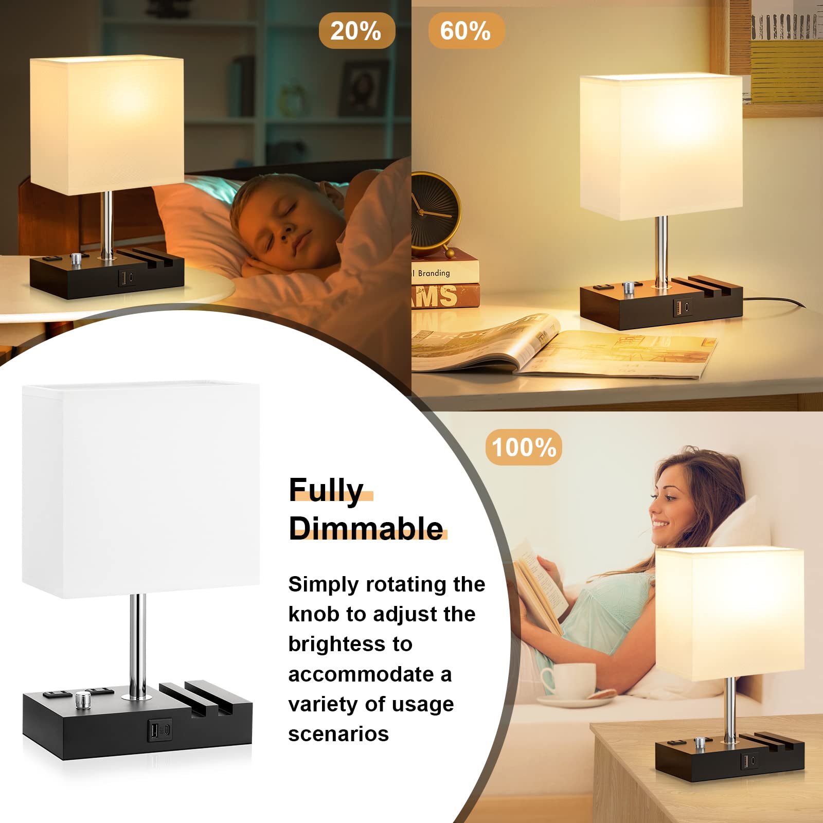 Desk Lamp with 2 Charging Outlets - From Where - 