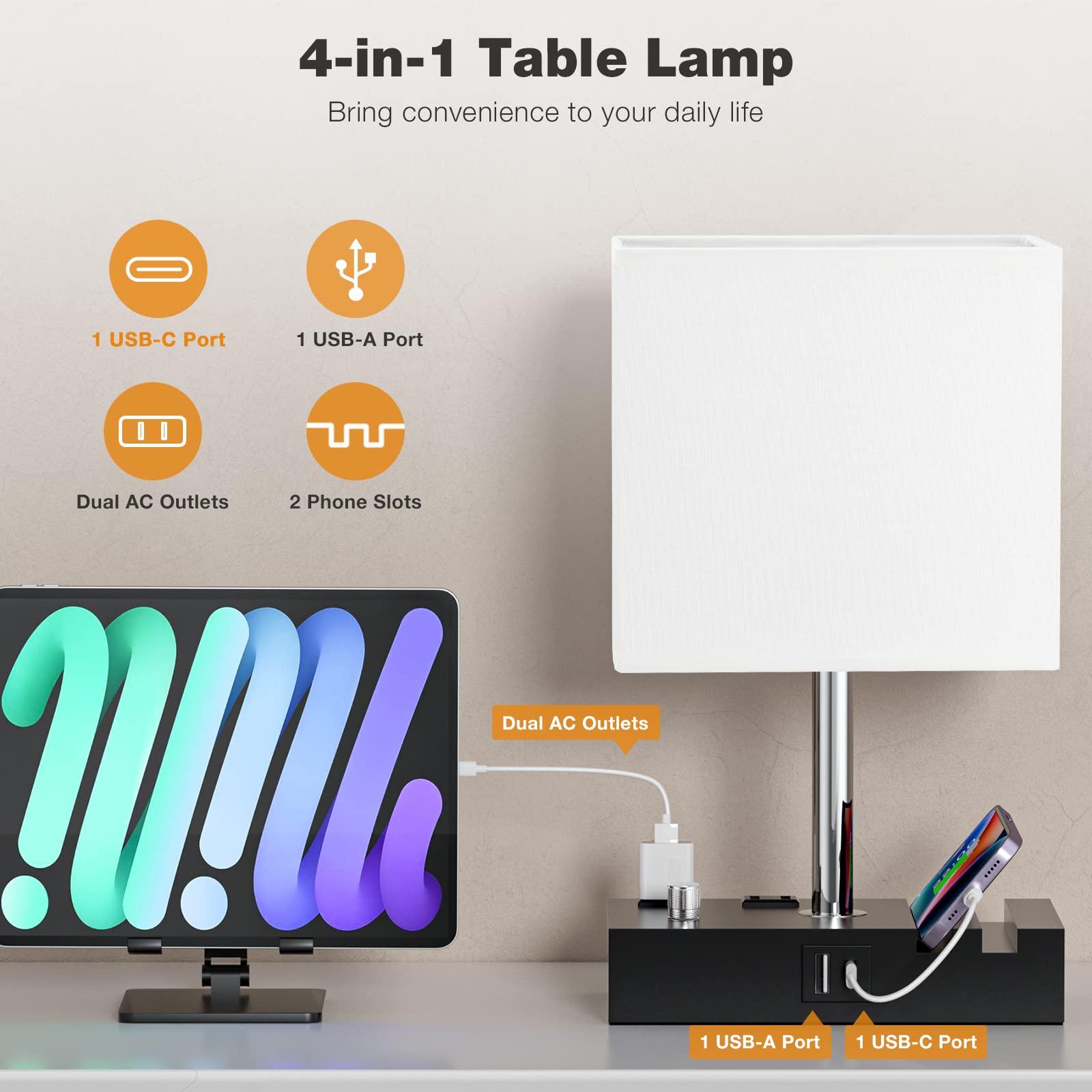 Desk Lamp with 2 Charging Outlets - From Where - 