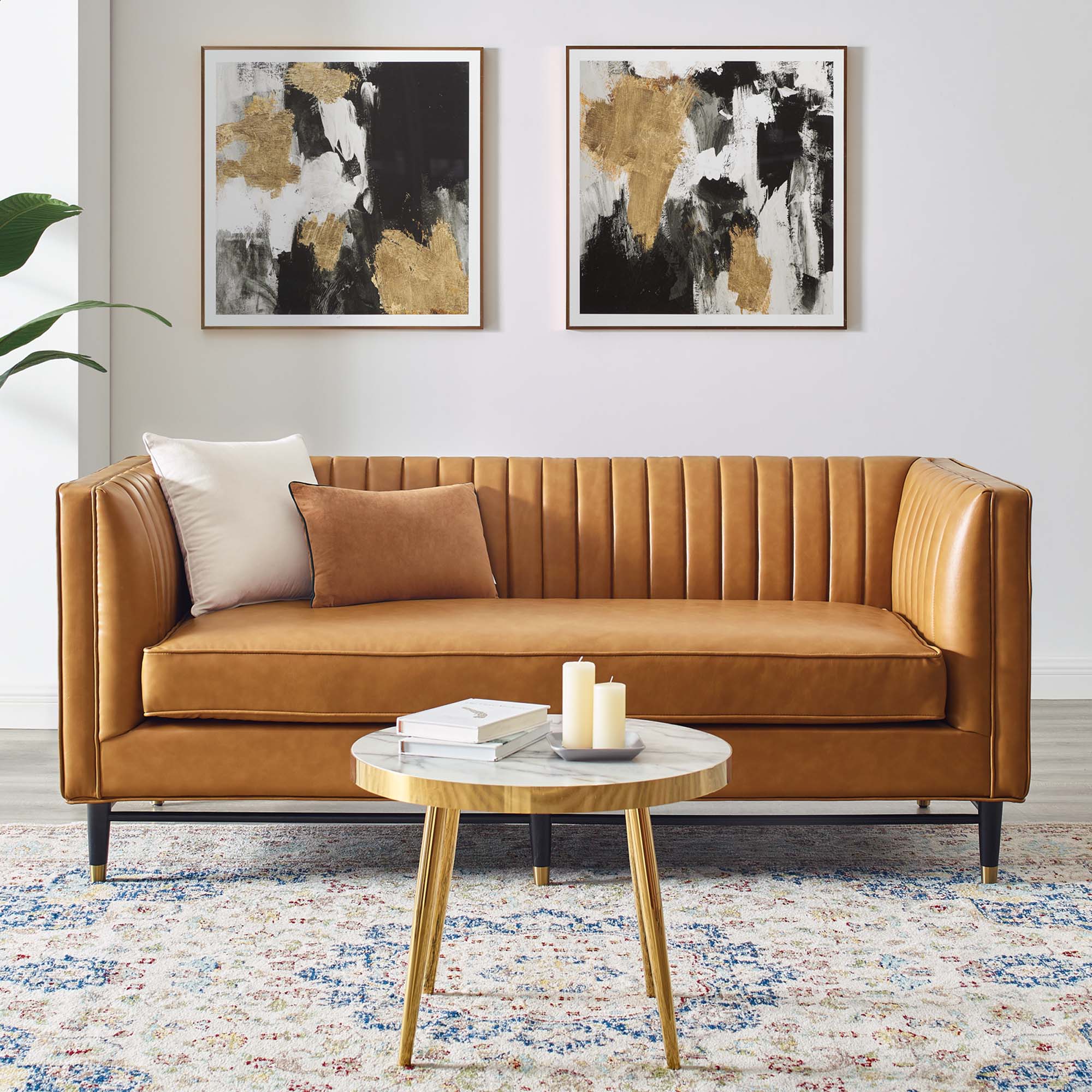 Devote Channel Tufted Vegan Leather Loveseat - From Where Finds - 