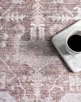 Ava Vintage Persian Spill Proof Washable Rug | Pale Pink