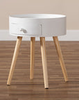Baxton Studio Jessen Mid-Century Modern White 1-Drawer Wood End Table