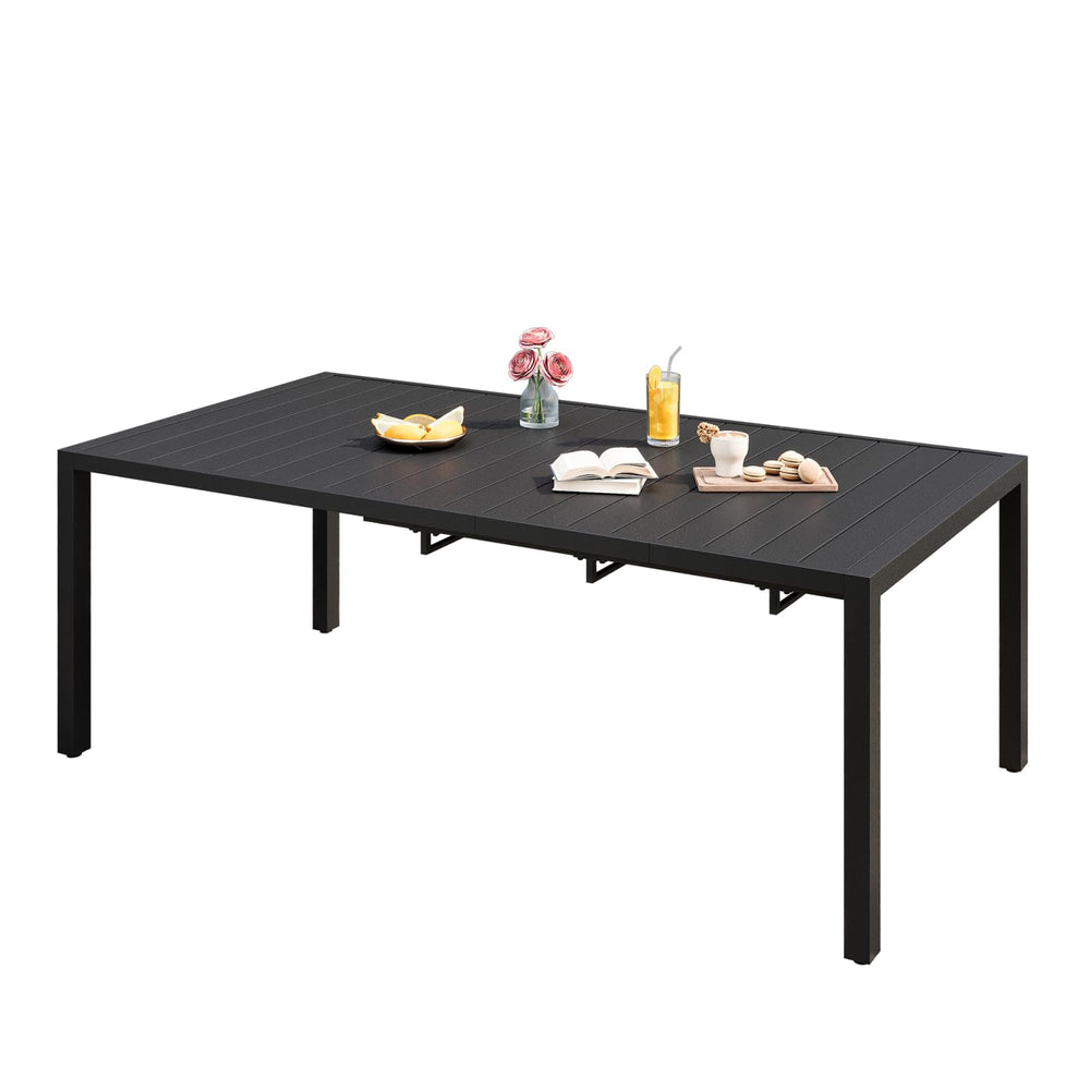 DIFY 47" - 78.7" Extendable Outdoor Furniture Dining Table for 6 - 8, Black Rectangular Patio Dining Table with Metal Frame for Garden, Lawn, Poolside and Yard - From Where - 