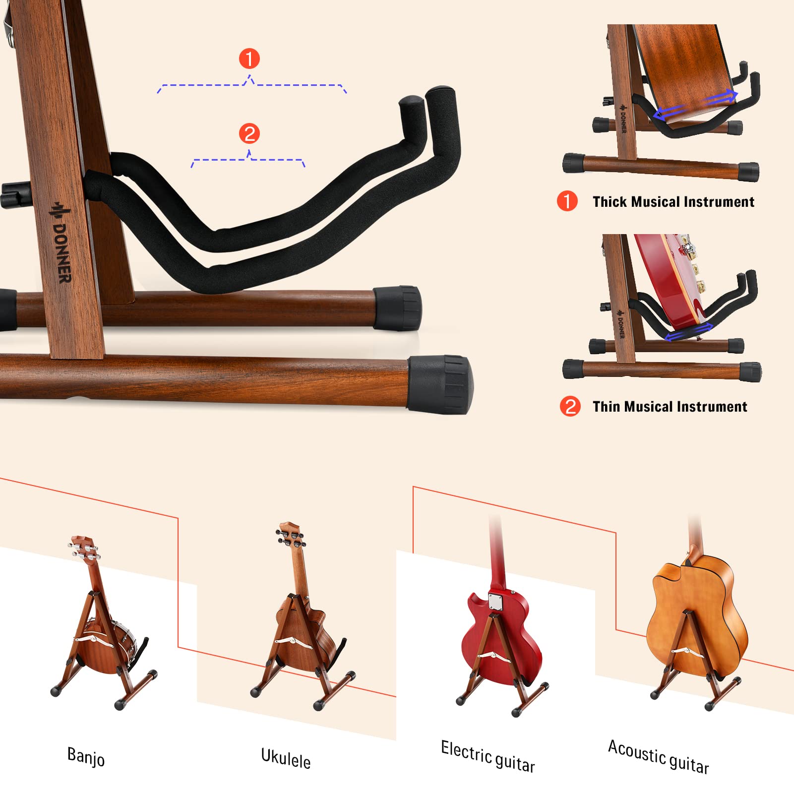 Donner Wood Guitar Stand - From Where - 