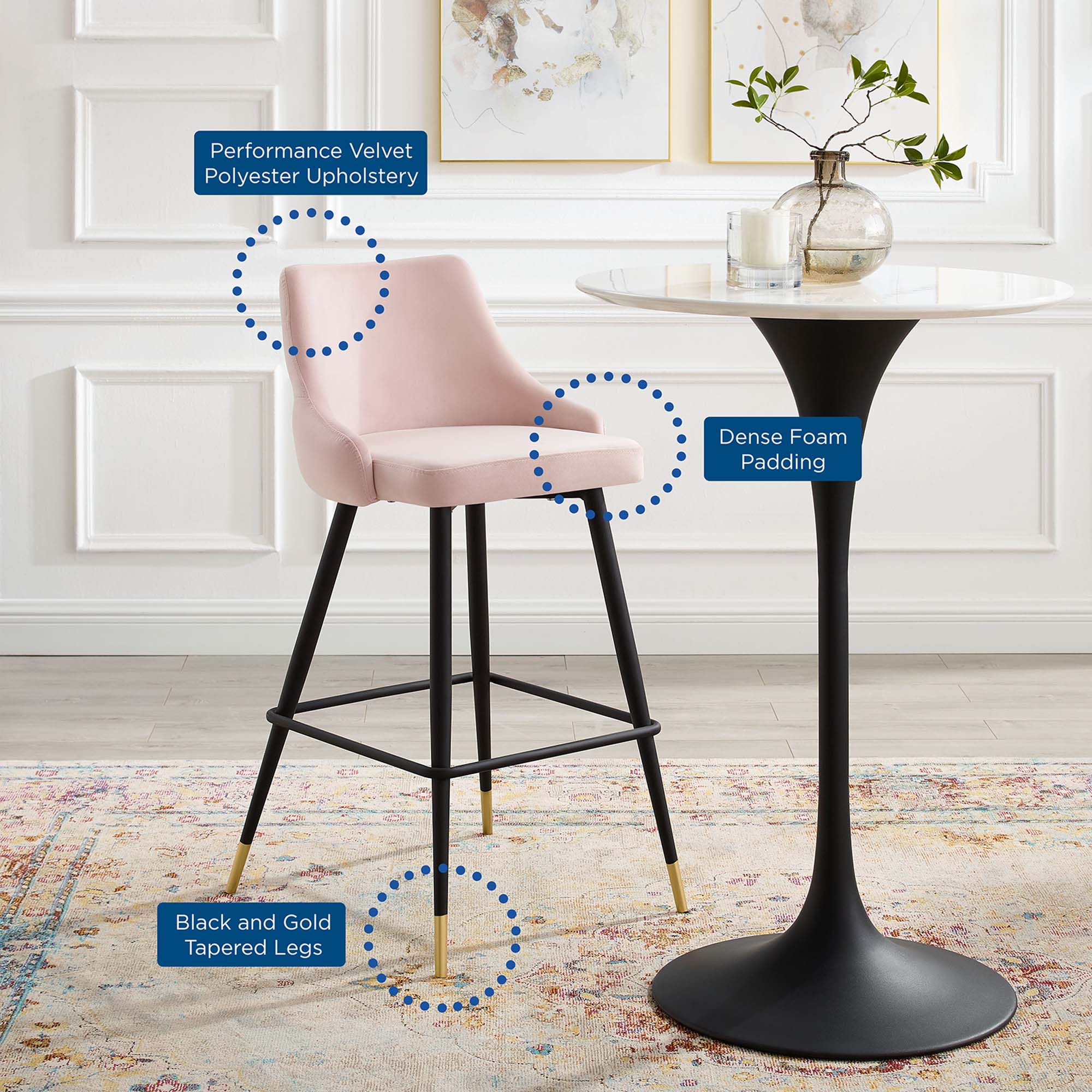 Doris Velvet Barstools - From Where - 