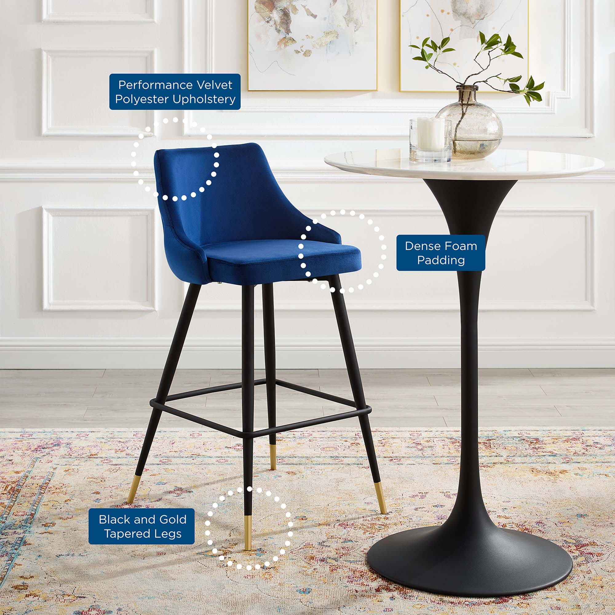 Doris Velvet Barstools - From Where - 
