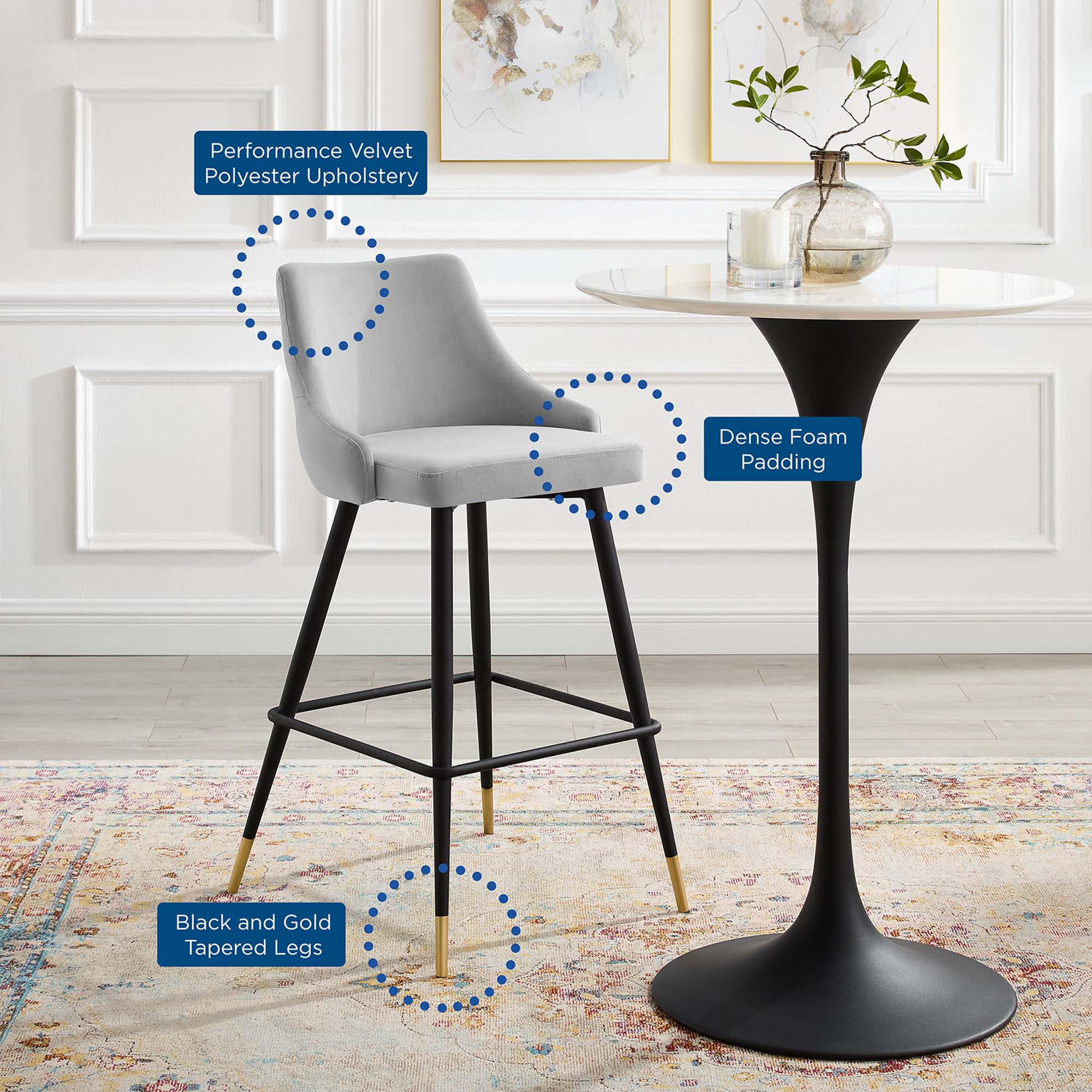 Doris Velvet Barstools - From Where - 