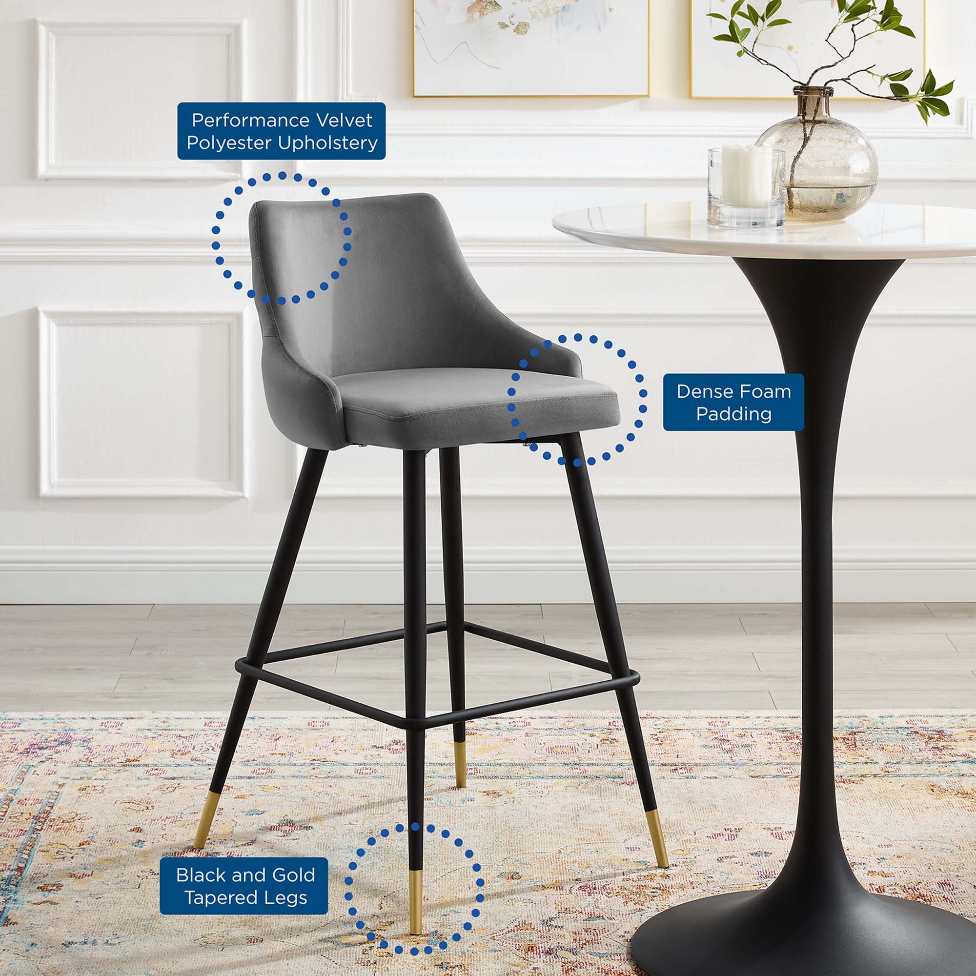Doris Velvet Barstools - From Where - 