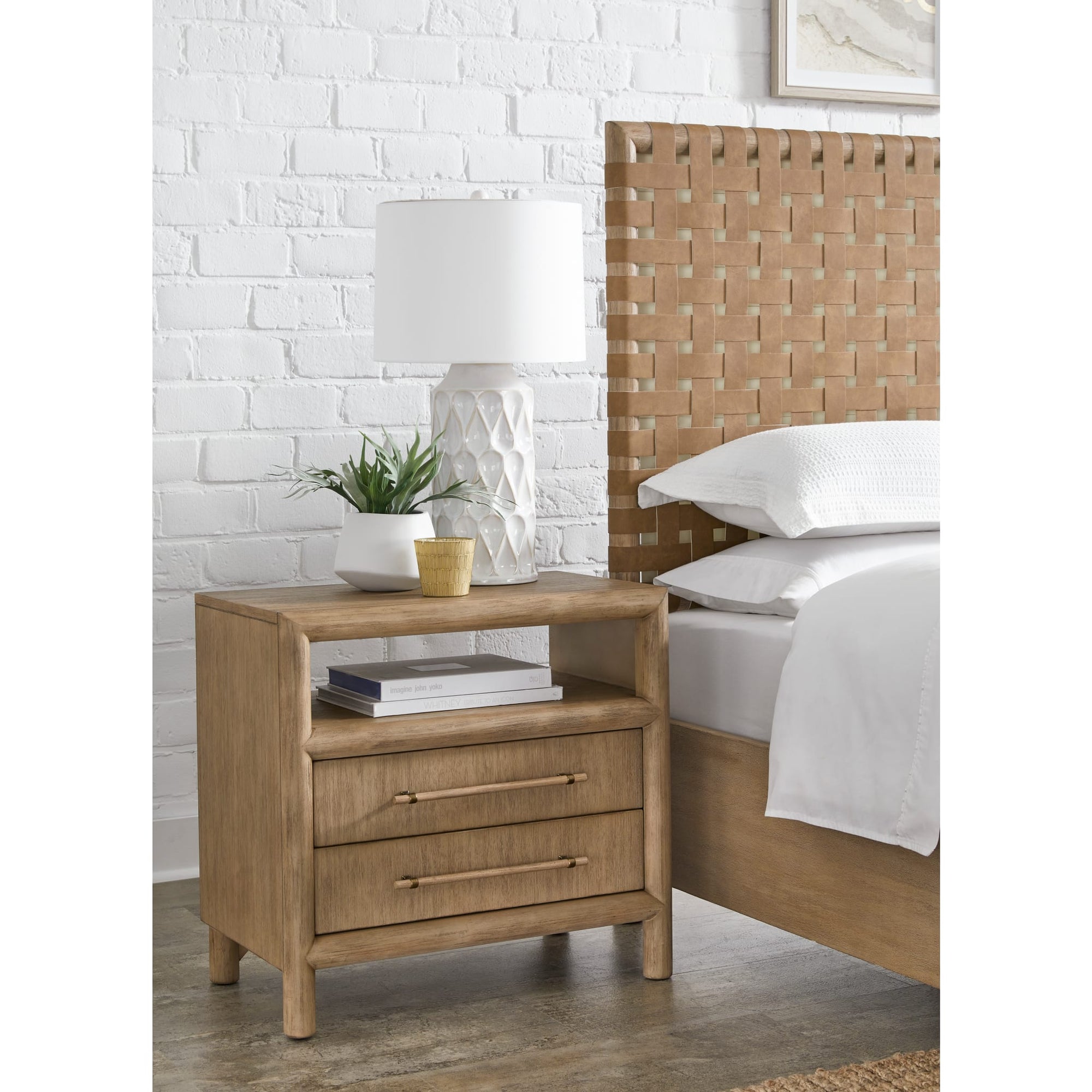 Dorsey Two Drawer USB - charging Nightstand in Granola - From Where Finds - 