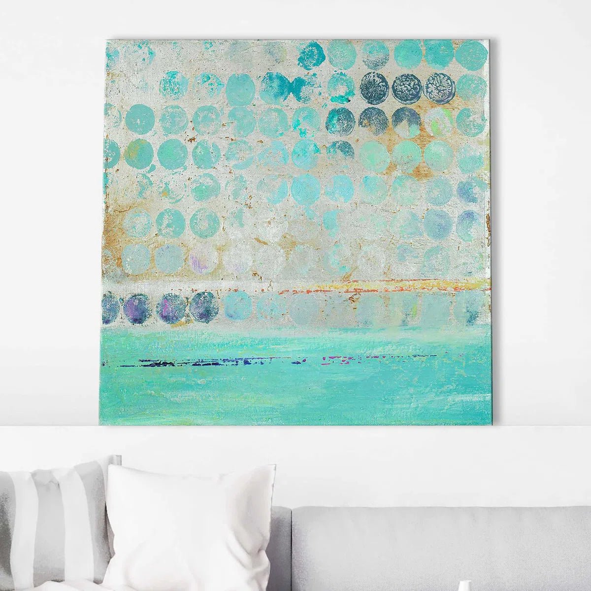 &quot;Dots On Silver&quot; Wrapped Canvas - From Where - 