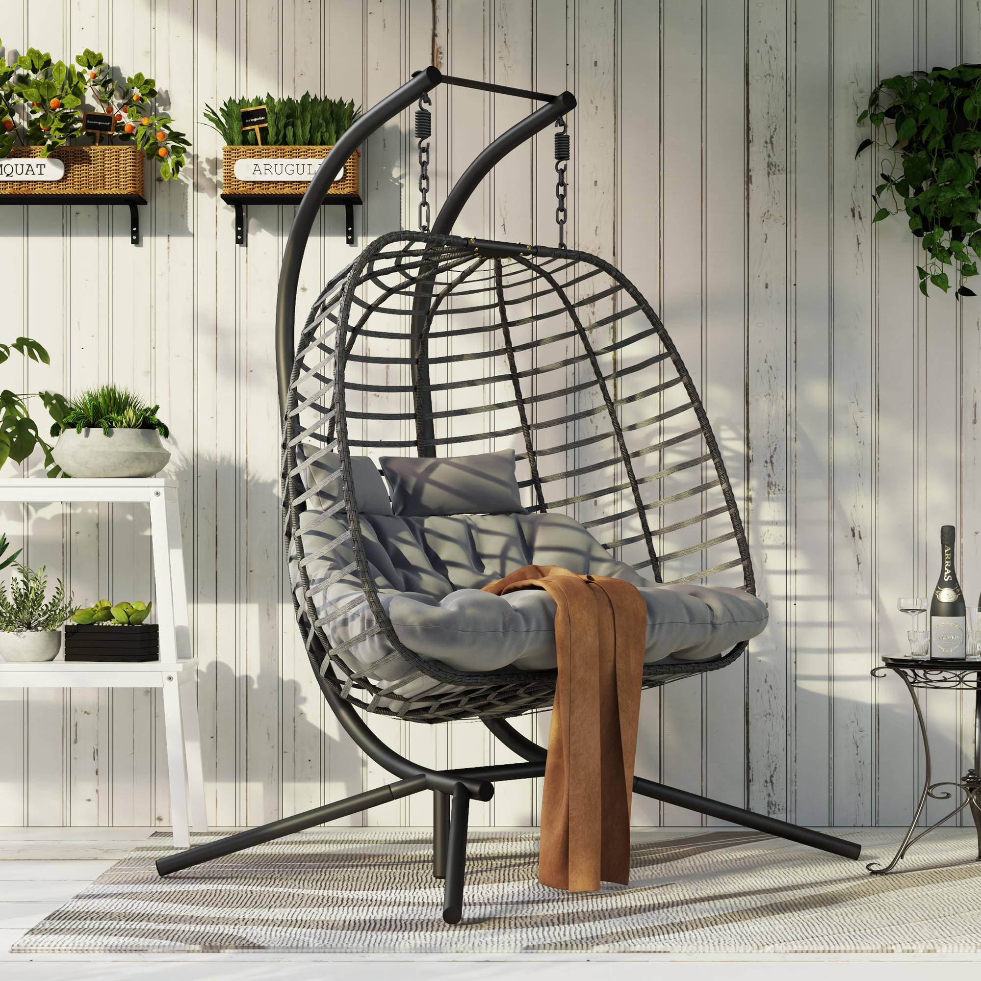 Double Hanging Egg Chair with Stand - From Where - 