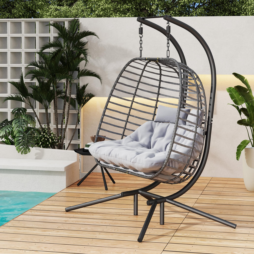 Double Hanging Egg Chair with Stand - From Where - 