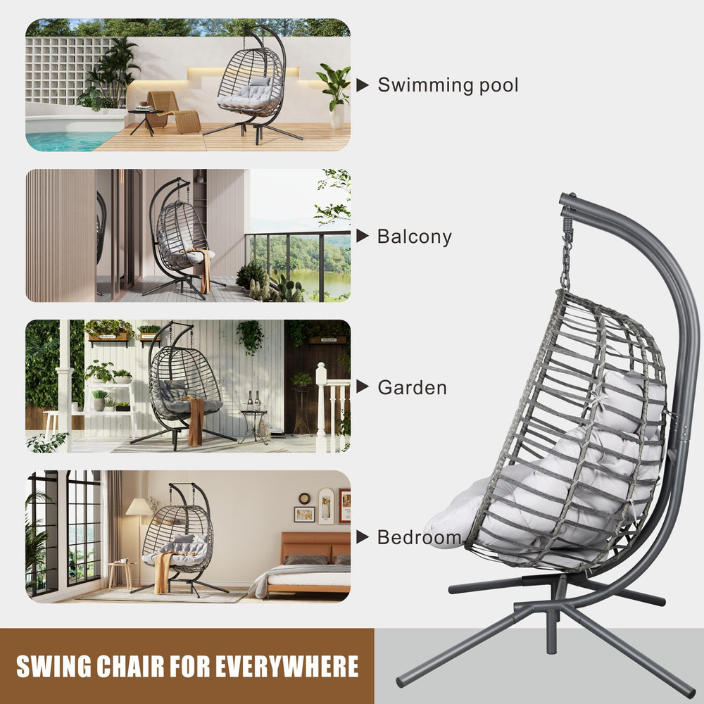 Double Hanging Egg Chair with Stand - From Where - 