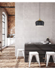 LED Pendant in Black with Wood Grain Color