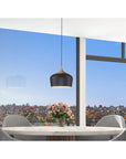 LED Pendant in Black with Wood Grain Color
