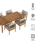 Eleni 7 Piece Outdoor Patio Teak Wood Dining Set