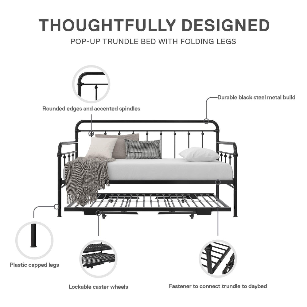 Metal Daybed with Pop Up Trundle Bed