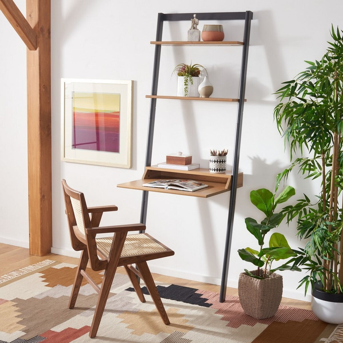 Pamella 2 Shelf Leaning Desk
