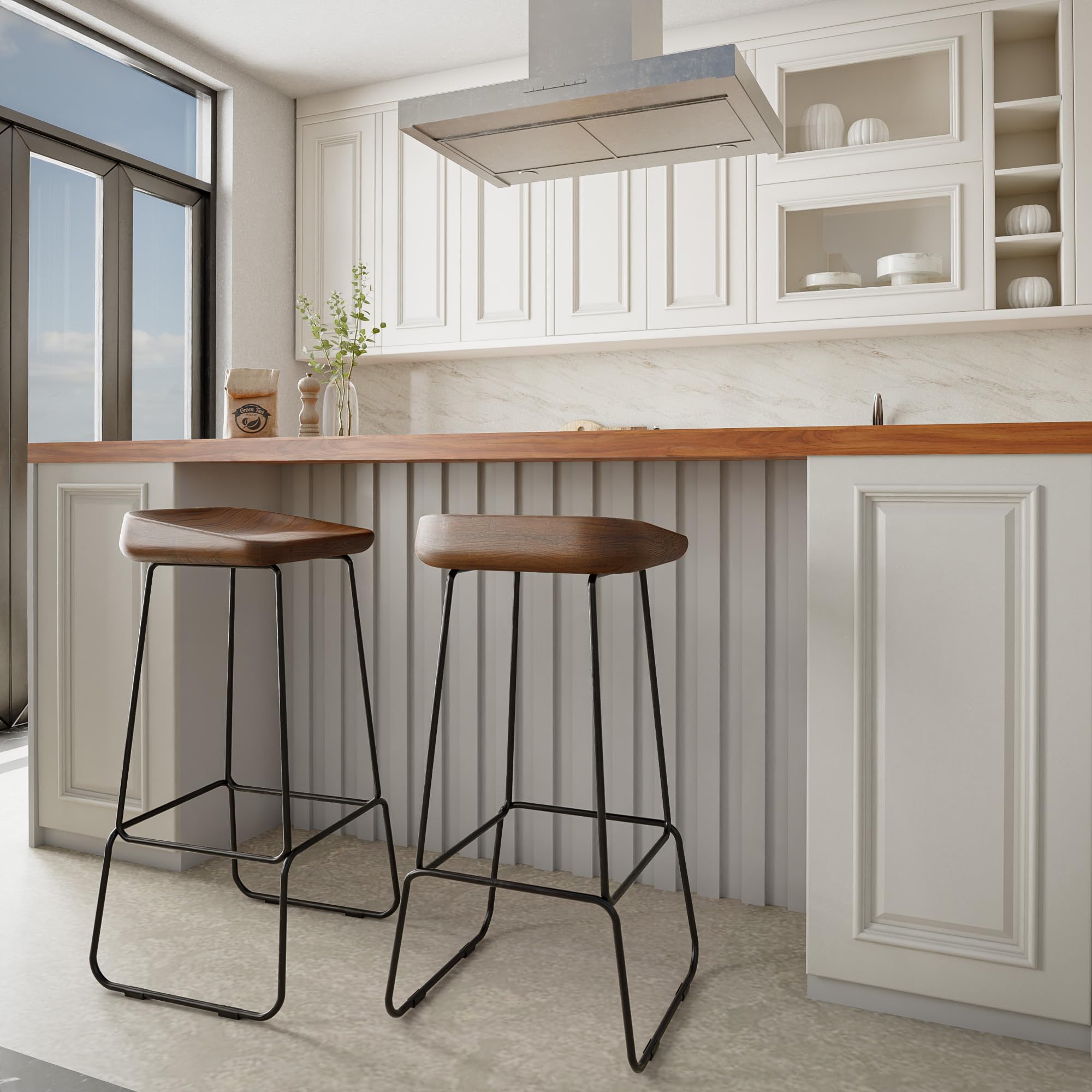 Dumas 30" Solid Wood Barstool (Set of 2) - From Where - 
