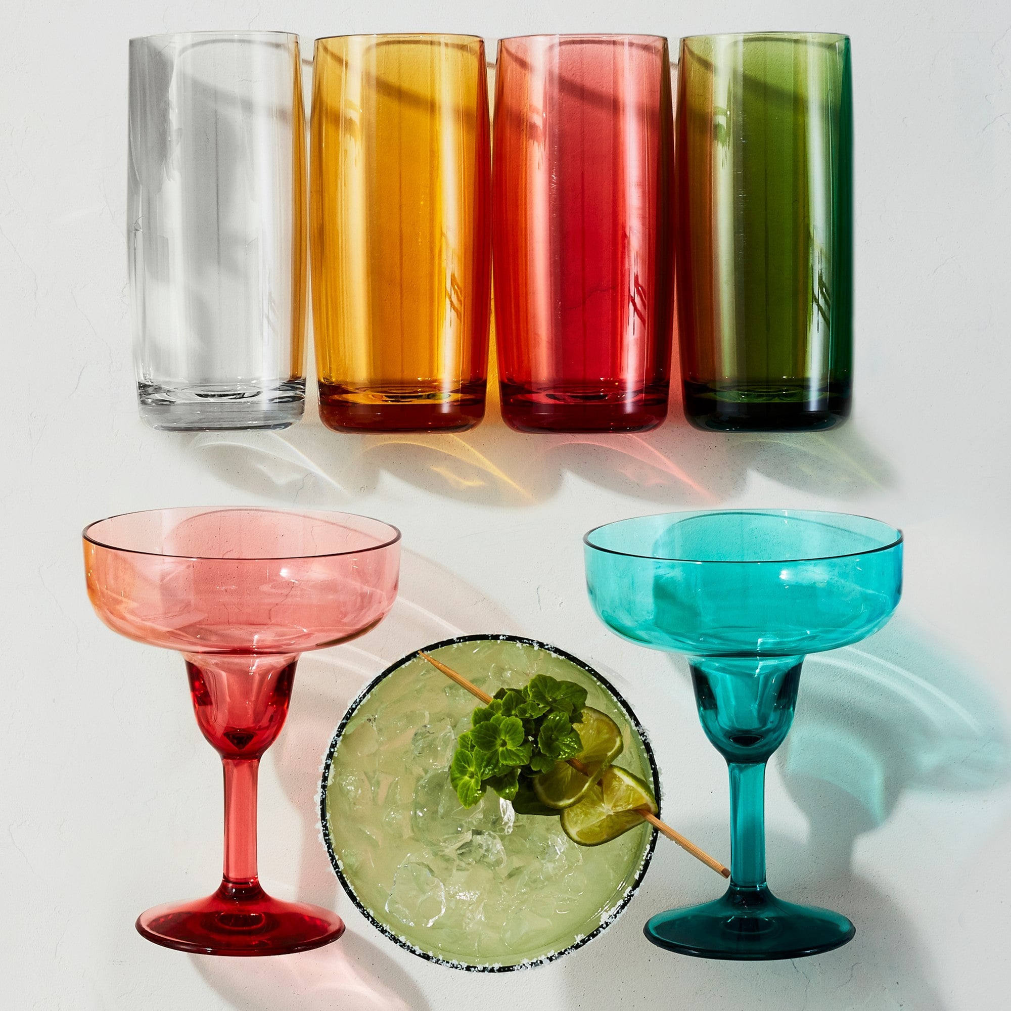 DuraClear® Tritan Outdoor Multicolored Margarita Glasses, Set of 6 - From Where - Kitchen