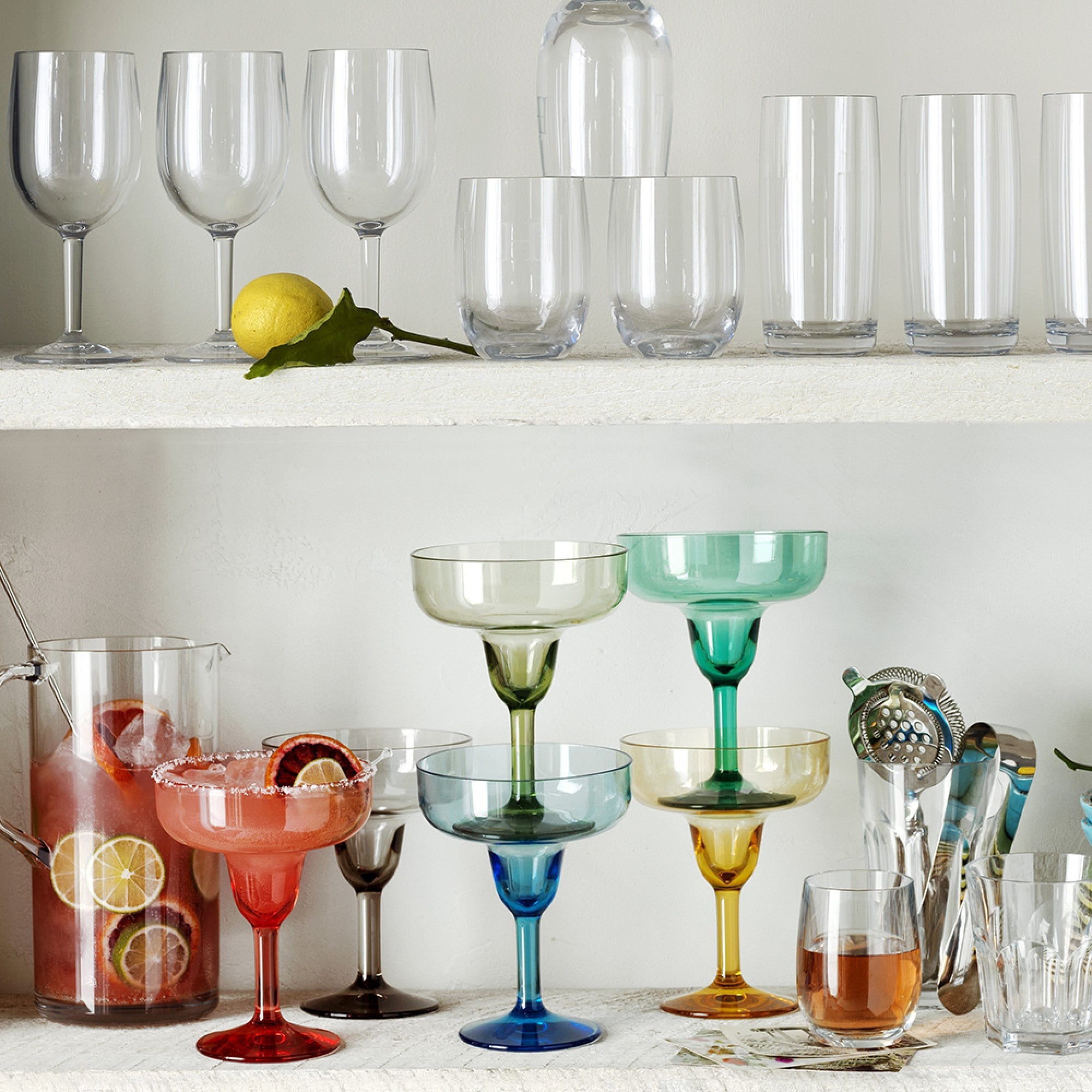DuraClear® Tritan Outdoor Multicolored Margarita Glasses, Set of 6 - From Where - Kitchen