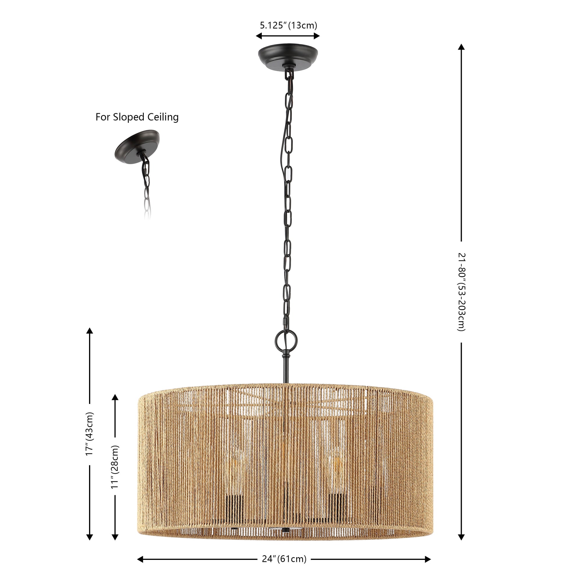 SAFAVIEH Rylumi 5-Light LED Natural Paper Pendant Light with Brown Shade