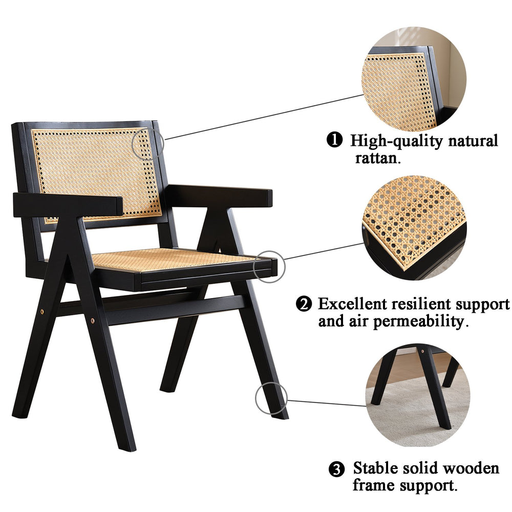 Vintage Solid Wood Rattan Chair