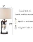 KYRID 21’’ Table Lamps Set of 2 with USB Port and Night Light, Modern Farmhouse Side Table Lamp with White Drum Shade, Painted Bronze Finish (Bulbs Included)